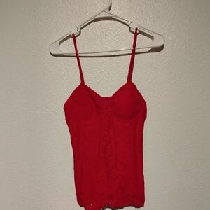 Red lace Candie's tank top
